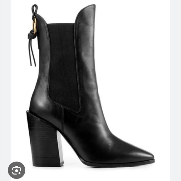 FRAME Le Manhattan Pointed Toe Chelsea Boot bootie black leather 10 - Picture 2 of 7